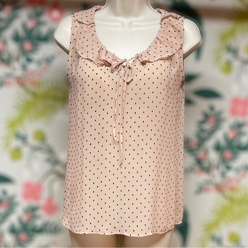 Loft Sheer Sleeveless Polka Dot Top